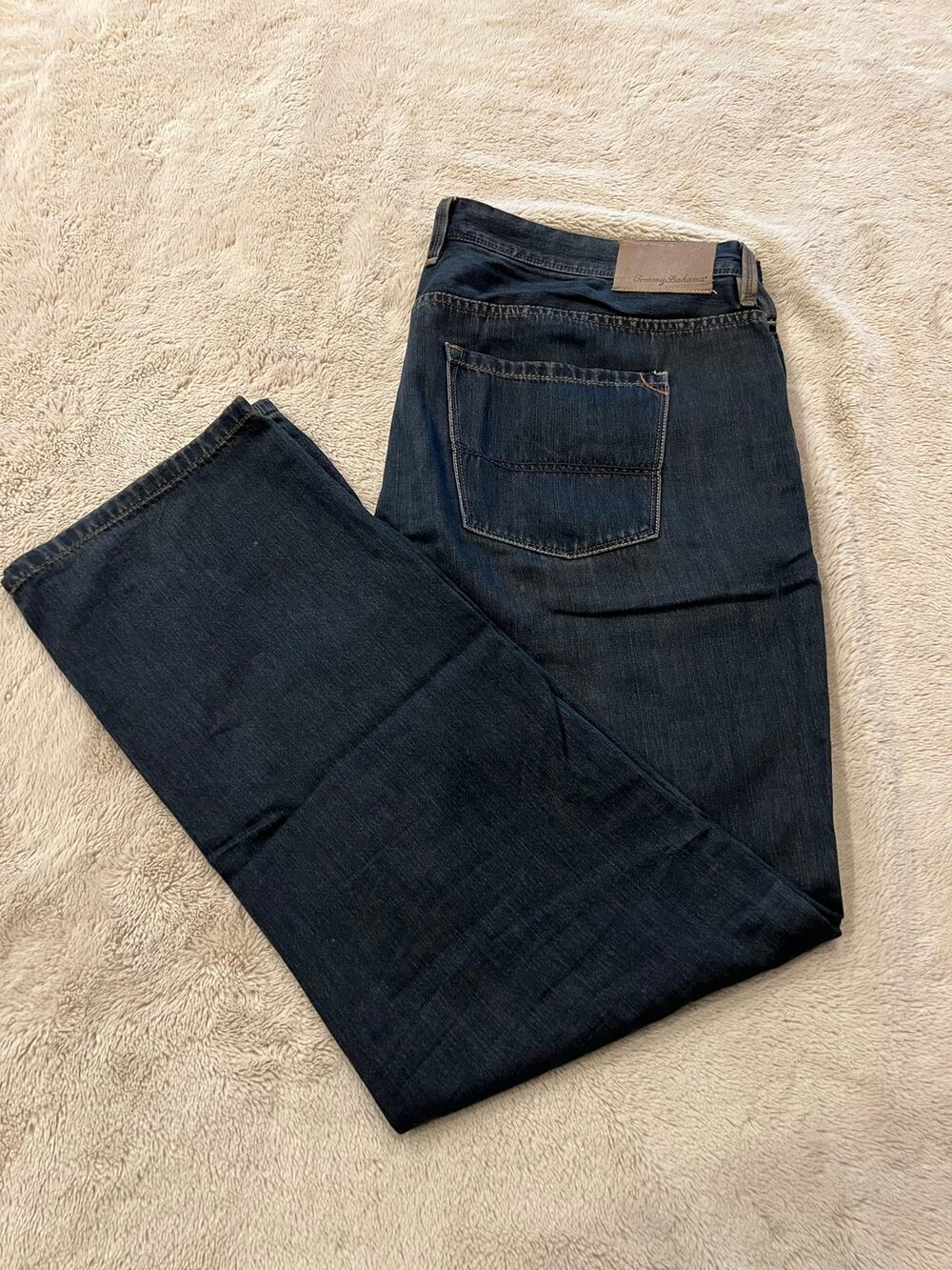 Tommy Bahama Men's Jeans Size 42x32 Straight Leg Denim Pants Dark Wash